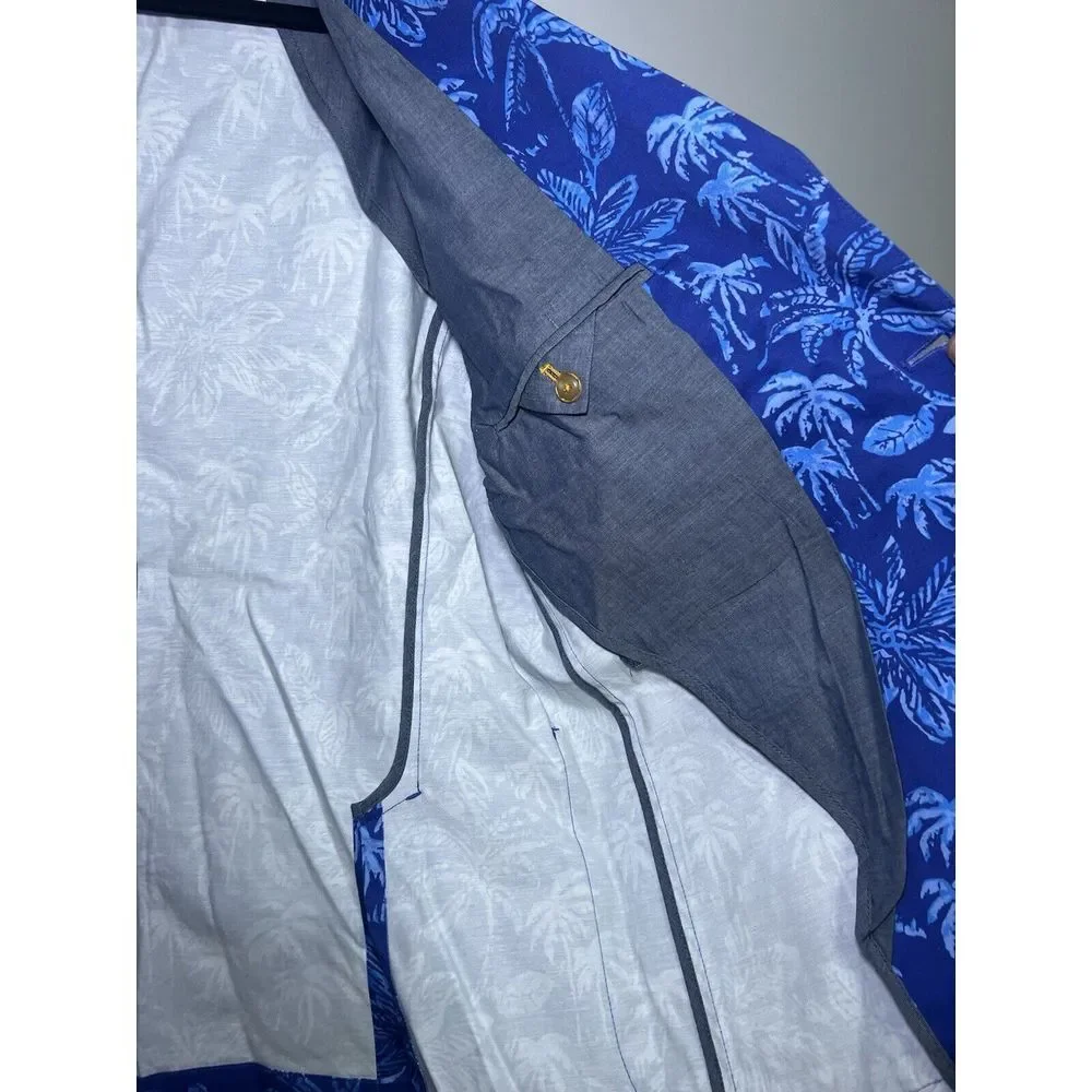J. McLaughlin Libson Kona Palms Sport‎ Coat Stretch Blue Men's 46